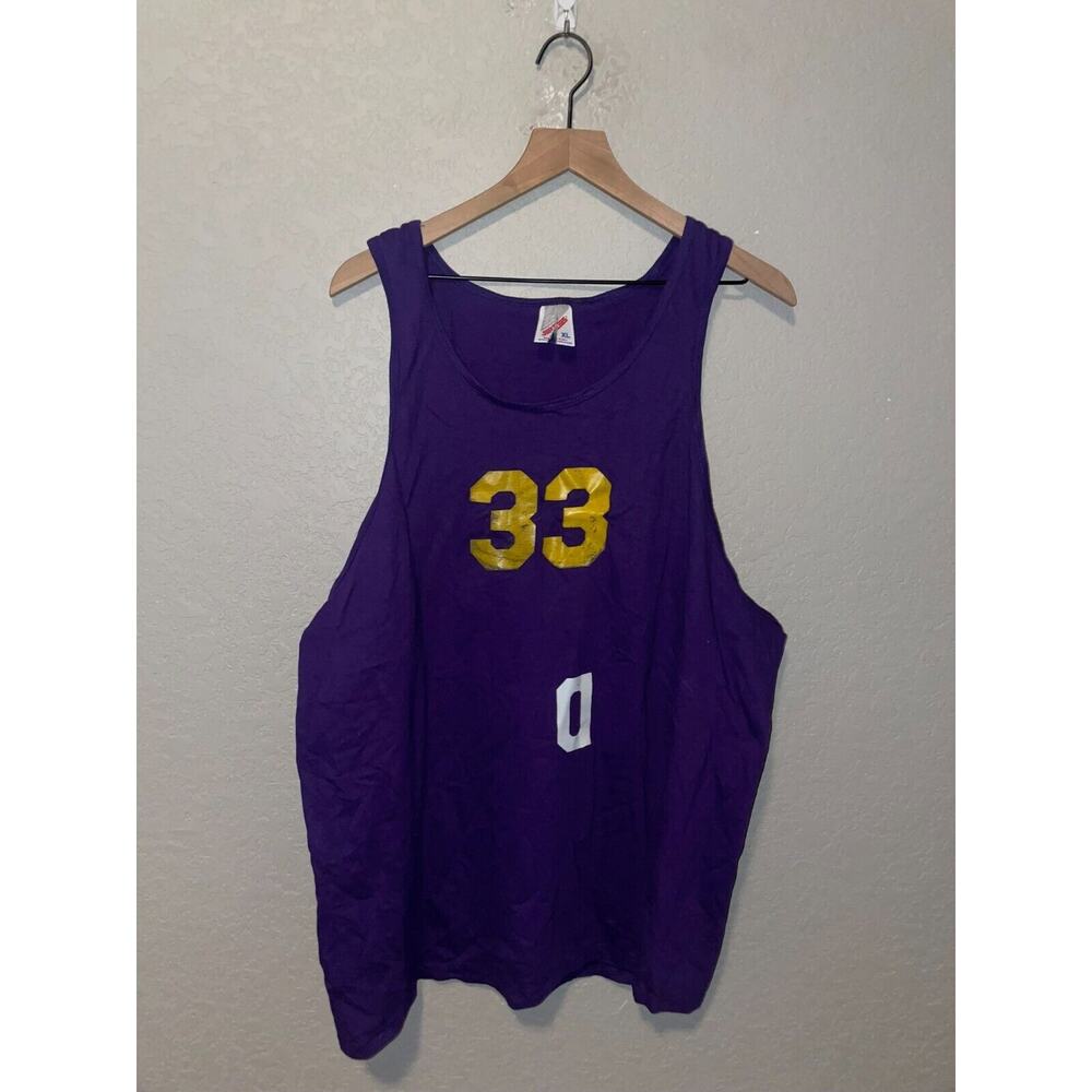 Vintage Sleeveless Purple Shirt Jerzees #33 #0 Tank Tee 1990s VTG XL 90s